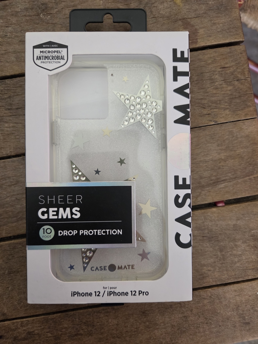 case-mate Sheer Gems iPhone 12/12 Pro Case - Clear with Silver Star Gems